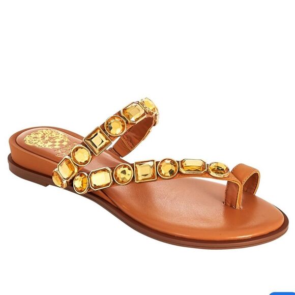 New Vince camuto asymmetrical toe ring leather sandals 7.5W - Picture 1 of 13